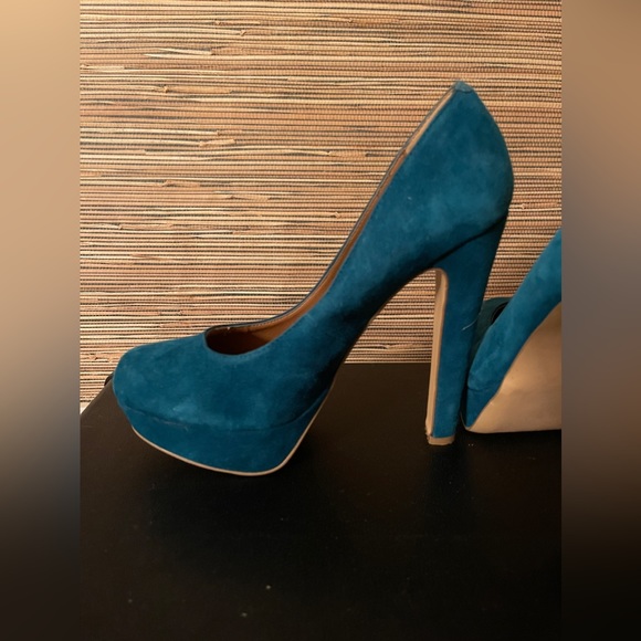 Steve Madden suede pumps high heels teal size 7 - Picture 2 of 5